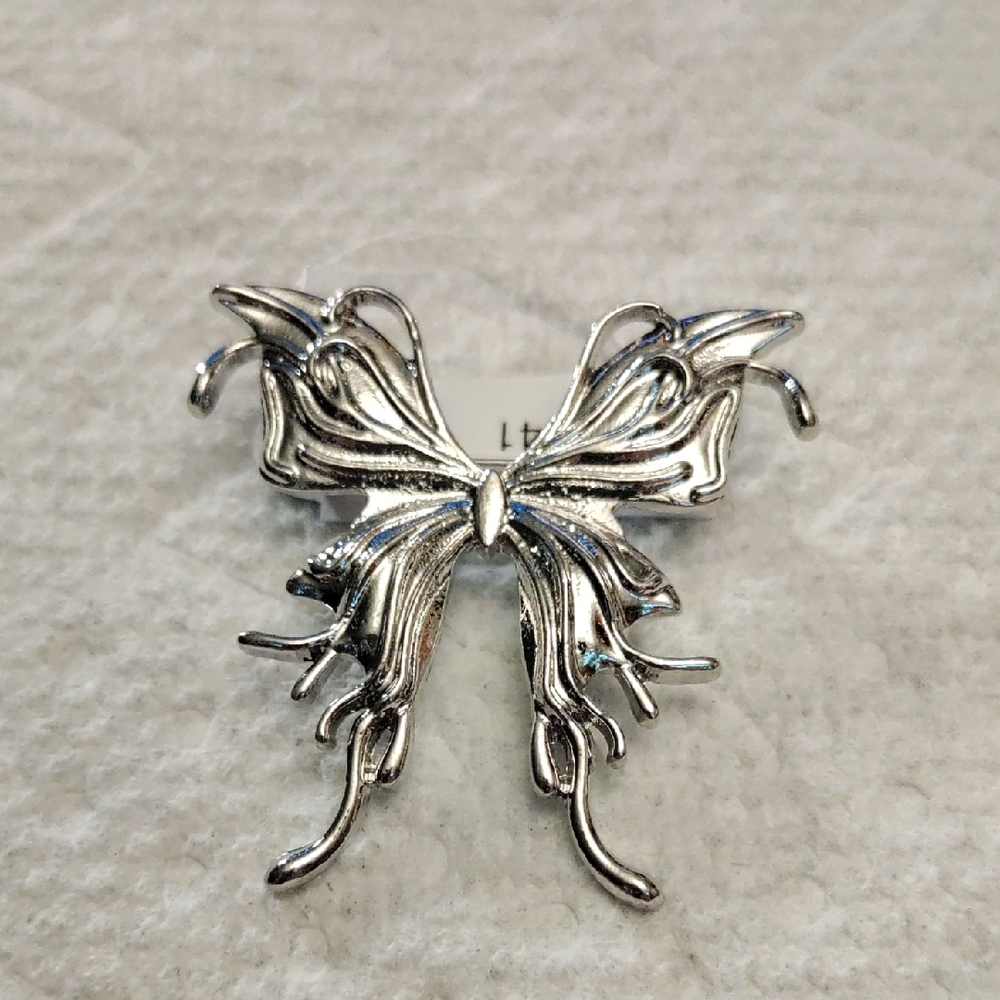Silver Tone Butterfly Brooch 1.75" X 1.75"